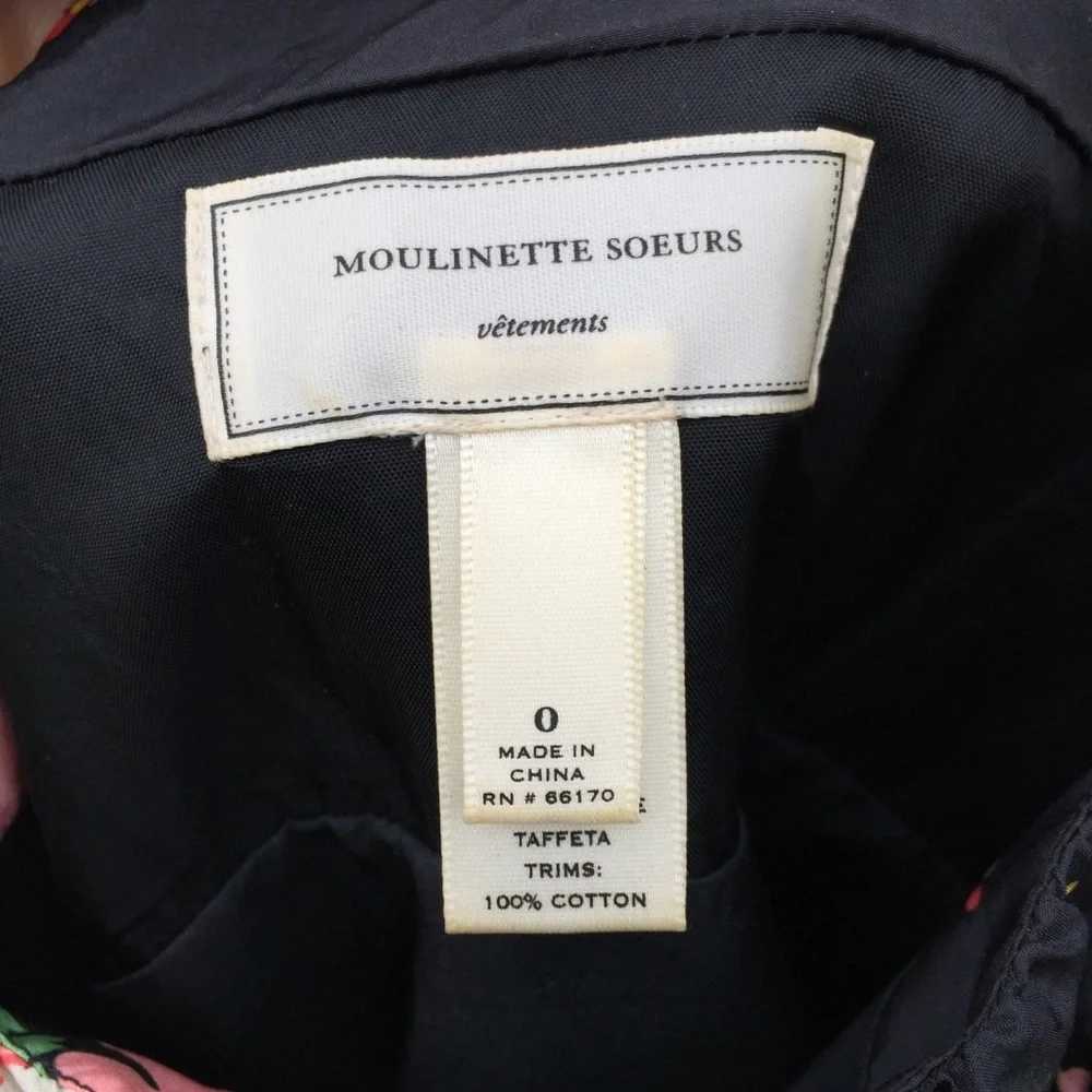 🛍️ Moulinette Soeurs Black Print Silk Dress Anthropologie 0 - Picture 4 of 7